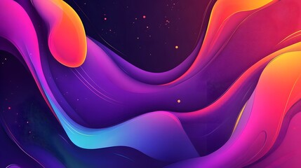 Wall Mural - abstract colorful waves flowing dark background