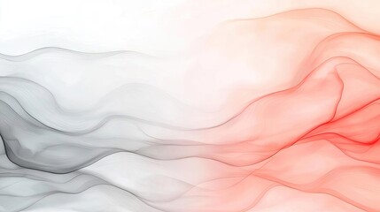 Poster - Ethereal watercolor concept. Abstract flowing waves in red, gray, and white tones create an elegant visual effect.