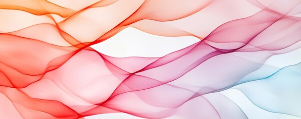 Poster - Doodle watercolor idea. Elegant abstract waves in red and blue tones create a calming and modern visual effect.