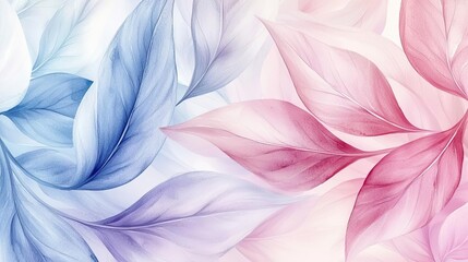 Aufkleber - Ethereal watercolor concept. Elegant floral design featuring colorful leaves in soft pastel tones.