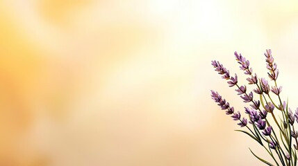 Aufkleber - Ethereal watercolor concept. A beautiful lavender plant against a soft golden background.