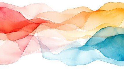 Aufkleber - Doodle watercolor idea. Abstract colorful waves flowing seamlessly across a white background.