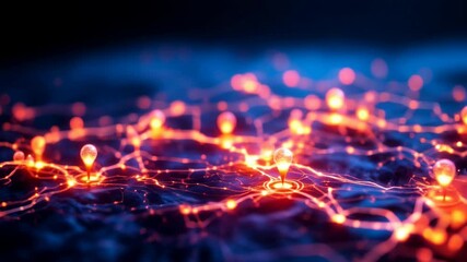 Fototapete - Dynamic neural network connections visualized with glowing energy pulses