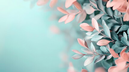 Poster - Ethereal watercolor concept. Delicate leaves in soft pastel colors create a serene and calming composition.