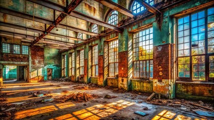  Abandoned Urban Building Interior, Decaying Architecture, Grunge, Industrial, Exploration Photography