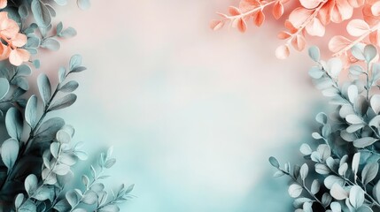 Poster - Ethereal watercolor concept. Delicate leaves create a serene, softly colored background for creative projects.