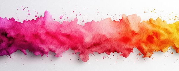Poster - Ethereal watercolor concept. Vibrant watercolor splash in pink, orange, and yellow tones, perfect for artistic designs.