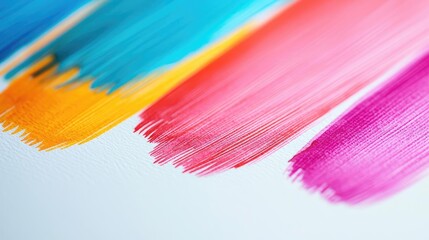 Poster - Doodle watercolor idea. Vibrant paint strokes in blue, orange, pink, and purple on a white background.