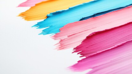 Poster - Doodle watercolor idea. Vibrant strokes of blue, pink, and orange paint blend beautifully on a white canvas.