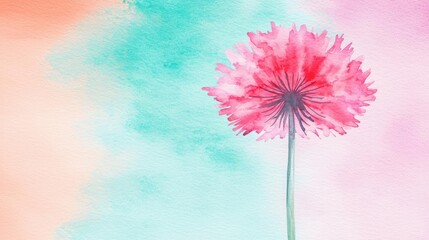 Poster - Doodle watercolor idea. A vibrant watercolor painting of a delicate pink flower against a colorful backdrop.
