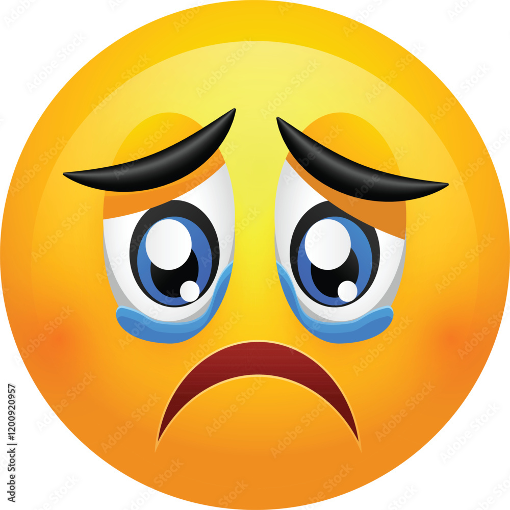 Vector Sad Crying Emoji Icon Clipart Vector In Transparent Background