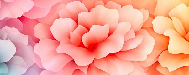 Poster - Floral watercolor concept. A vibrant array of blooming flowers showcasing soft pink and orange hues.