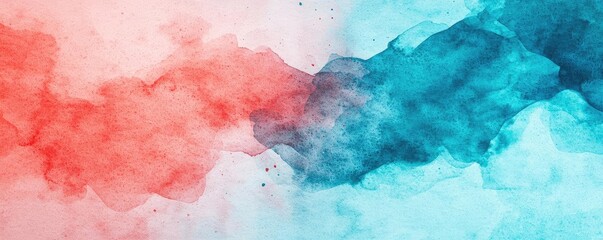 Poster - Ethereal watercolor concept. Abstract colorful smoke texture in red and blue tones for creative projects.