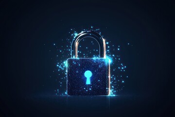 Poster - Digital icons with locks symbolize secure networks and personal data privacy.