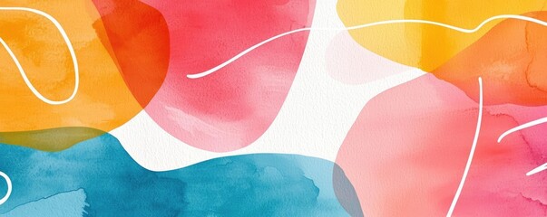 Poster - Doodle watercolor idea. Colorful abstract watercolor design with vibrant shapes and flowing lines.