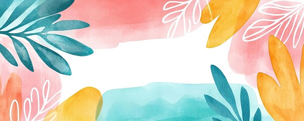 Poster - Doodle watercolor idea. A vibrant floral watercolor frame perfect for creative projects and artistic displays.