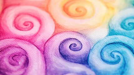 Poster - Doodle watercolor idea. Colorful spiral patterns crafted with watercolor create a mesmerizing artistic background.