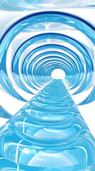 Wall Mural - Abstract blue tunnel with circular reflections