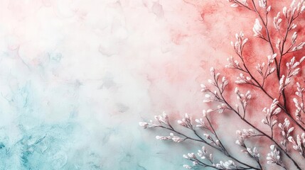 Poster - Doodle watercolor idea. Beautiful watercolor background featuring delicate branches and soft pastel colors.
