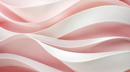 Poster - Light pink watercolor idea. Abstract waves in soft pink and white create a calming and elegant visual effect.