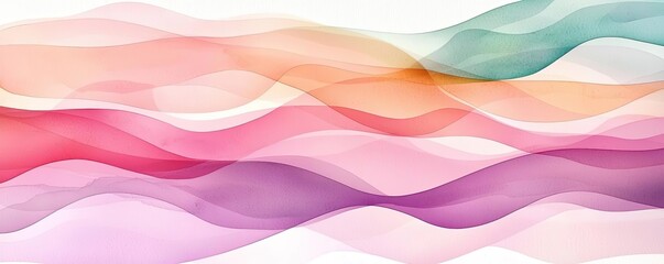Poster - Light pink watercolor idea. Abstract waves in soft pastel colors create a calming and harmonious background.