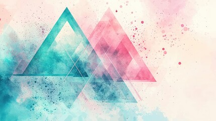 Poster - Geometric watercolor concept. A vibrant abstract background featuring colorful triangles and soft textures.