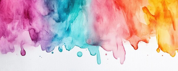 Poster - Geometric watercolor concept. Colorful watercolor splash background creating a vibrant artistic effect.