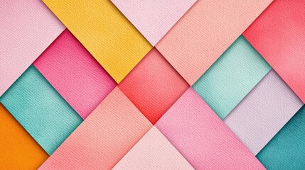 Aufkleber - Geometric watercolor concept. Vibrant arrangement of colorful paper sheets in various textures and shades, ideal for design.