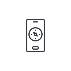 Fototapete - Mobile Compass App line icon