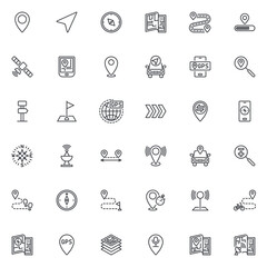 Poster - GPS navigation line icons set