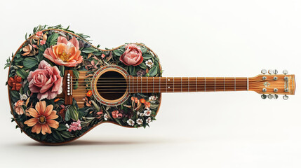 Wall Mural - Guitar with floral embellishments for musical design. Vector version also available in gallery