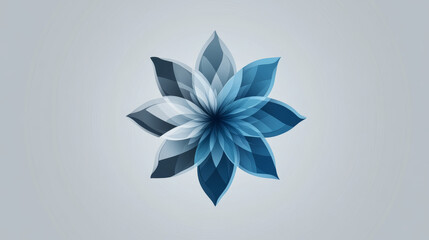 Poster - Abstract flower symbol with geometrical blue and grey elements for business design