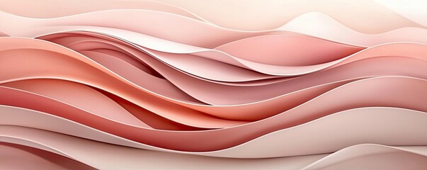 Poster - Light pink watercolor idea. Abstract waves in soft pink and white tones create a soothing visual effect.