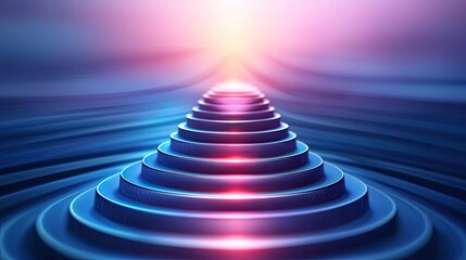 Poster - Geometric watercolor concept. Abstract representation of light waves converging in a pyramid shape, creating visual harmony.