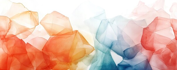 Poster - Geometric watercolor concept. Abstract colorful shapes blending together, perfect for backgrounds and artistic designs.
