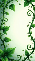 Wall Mural - Intricate swirling green vines, abstract botanical backdrop, green, seamless, graphic