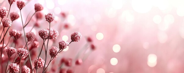 Poster - Light pink watercolor idea. Delicate pink flowers with soft bokeh background create a serene, dreamy atmosphere.