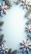 © chaikrit - Elegant snowflake vector border surrounding a blank Christmas card , abstract, border