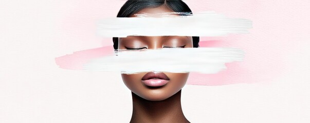 Poster - Light pink watercolor idea. A creative expression of identity and emotion through abstract portrait design.