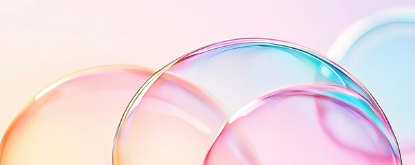 Aufkleber - Geometric watercolor concept. Colorful soap bubbles floating gracefully in a dreamy pastel background.