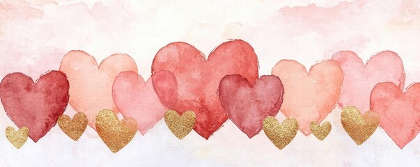 Aufkleber - Hearts watercolor idea. A colorful watercolor illustration of hearts symbolizing love and affection.
