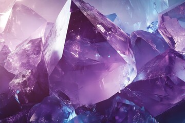 Aufkleber - Ethereal cluster of lilac-colored crystals with radiant light in a mystical setting : Generative AI