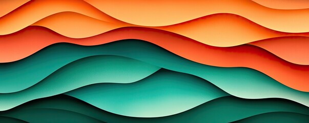 Poster - Geometric watercolor concept. Abstract layered waves in vibrant colors create a visually striking design element.