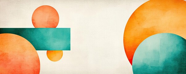 Poster - Geometric watercolor concept. Vibrant abstract design featuring colorful circles and shapes on a textured background.
