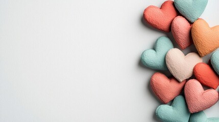 Poster - Hearts watercolor idea. Colorful heart shapes arranged creatively on a light background.
