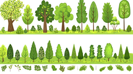 Poster - Summer Trees and Green Leaves on White Generative AI