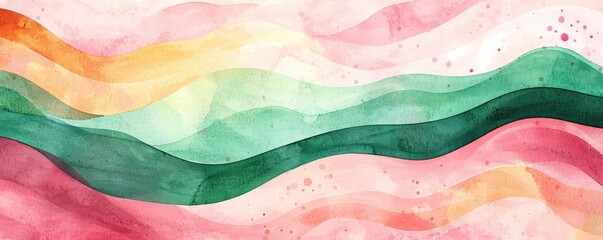 Poster - Geometric watercolor concept. Abstract watercolor waves in vibrant colors create a dynamic and soothing composition.