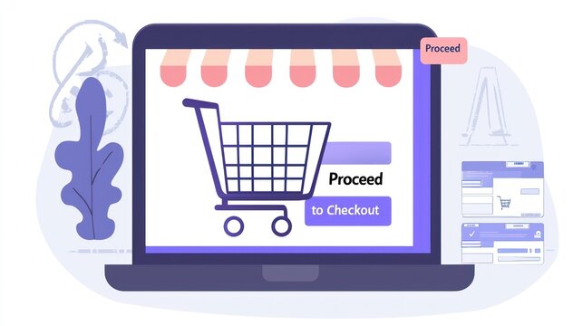 Online Shopping Experience: Seamless Checkout on Laptop
