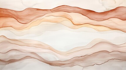Poster - Neutral watercolor concept. Abstract waves in warm tones create a serene and elegant background design.
