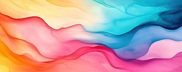 Aufkleber - Playful watercolor concept. Abstract colorful waves blending smoothly in a vibrant spectrum of hues.